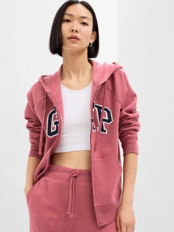 GAP HERITAGE Full Zip Hoodie dámská mikina tmavě růžová Velikost: XXS