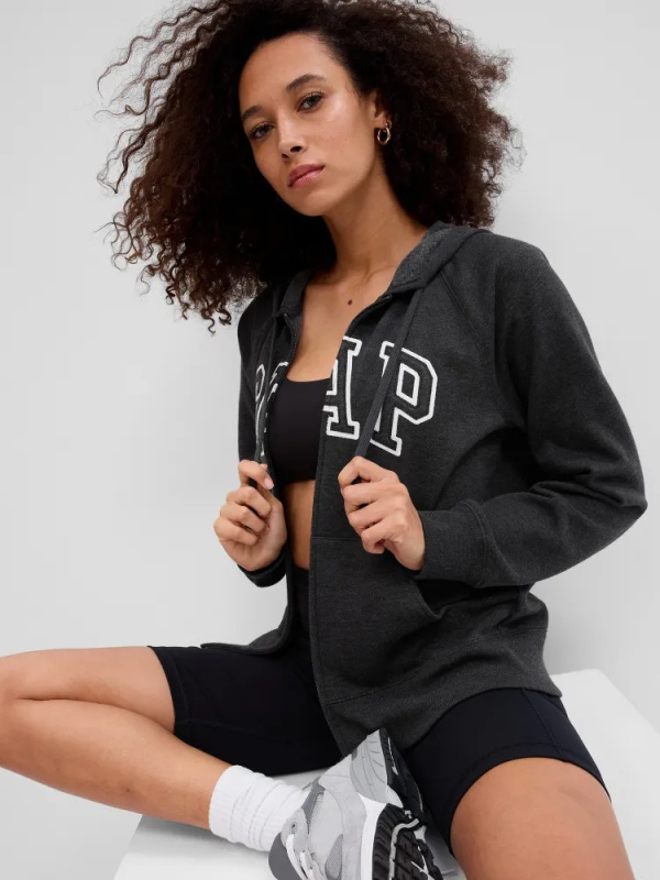 GAP HERITAGE Full Zip Hoodie dámská mikina tmavě šedá Velikost: S