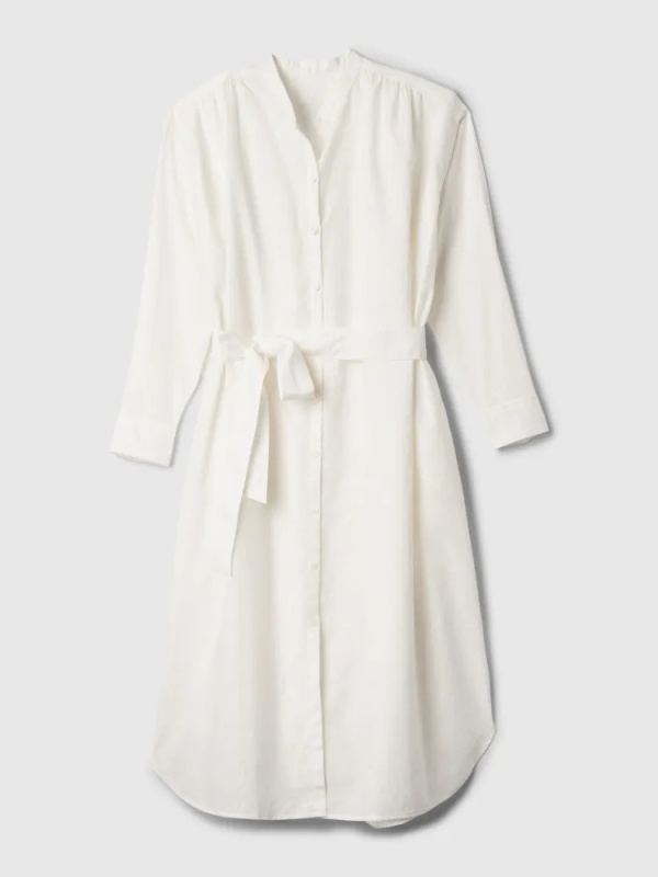 GAP Lněné košilové oversize šaty bílá Velikost: L