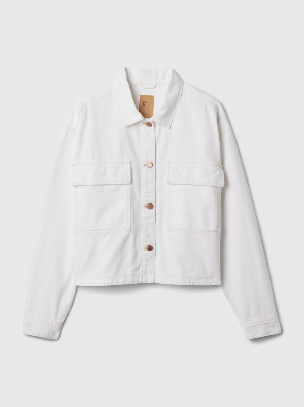 GAP Džínová crop bunda bílá Velikost: L