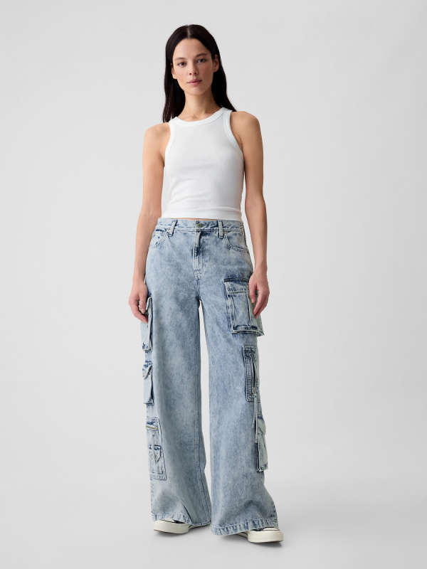 GAP Džíny Mid Rise Cargo Baggy - Dámské