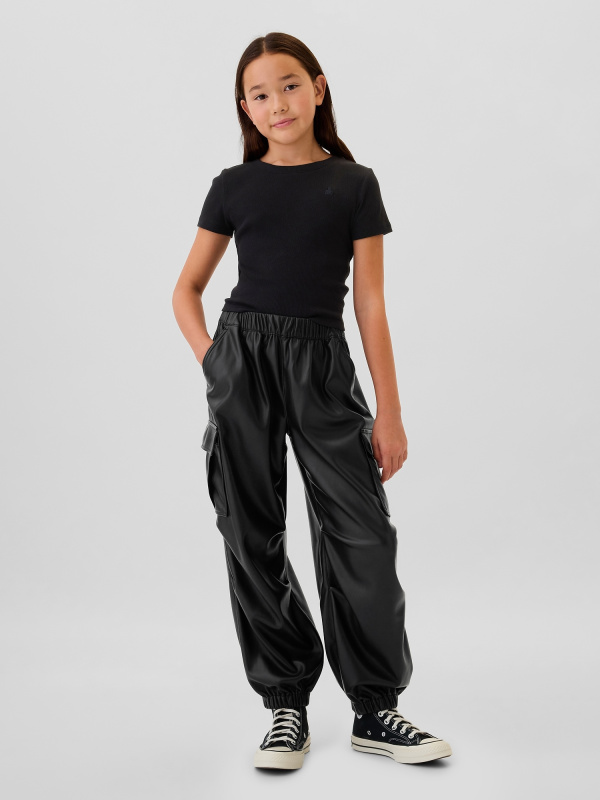 GAP Dětské koženkové cargo kalhoty - Holky