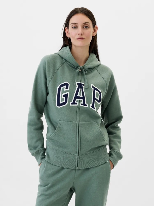 GAP HERITAGE Full Zip Hoodie dámská mikina zelená Velikost: XS