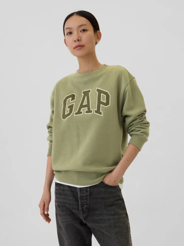 GAP HERITAGE Crewneck dámská mikina olivově zelená Velikost: XS
