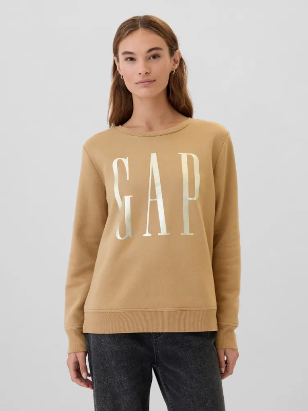 GAP Fleece mikina s logem hnědá Velikost: XS