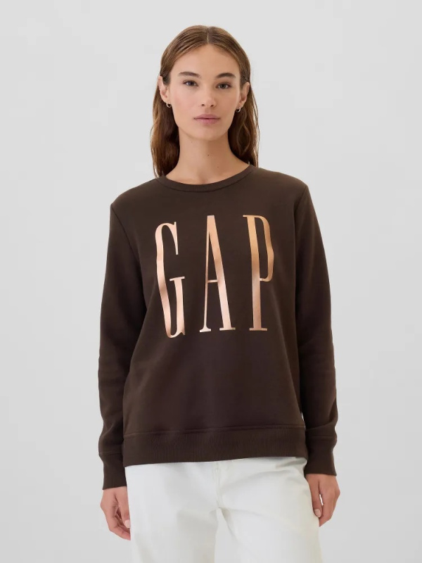 GAP Fleece mikina s logem tmavě hnědá Velikost: XS