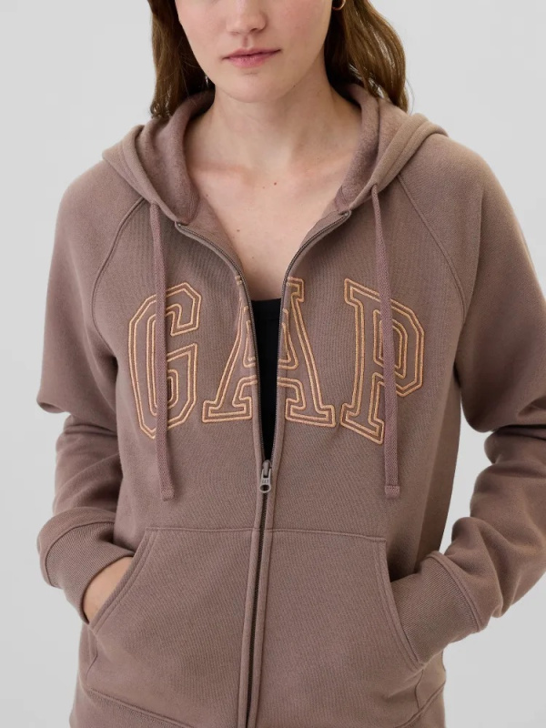 GAP HERITAGE Full Zip Hoodie dámská mikina hnědá Velikost: S