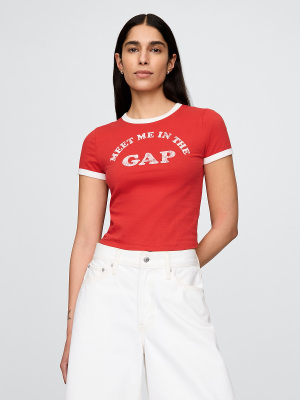 GAP Dámské Crop tričko s logem 749366-01 Velikost: XL