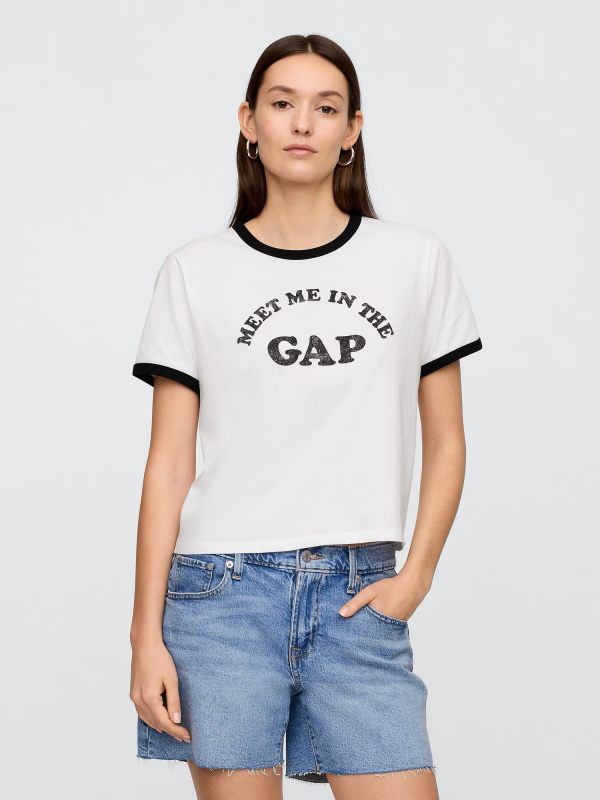 GAP Dámské Crop tričko s logem 749366-02 Velikost: XL