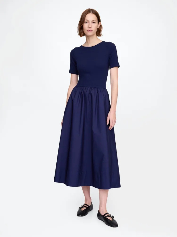 GAP Maxi šaty s kapsami tmavě modrá Velikost: XS