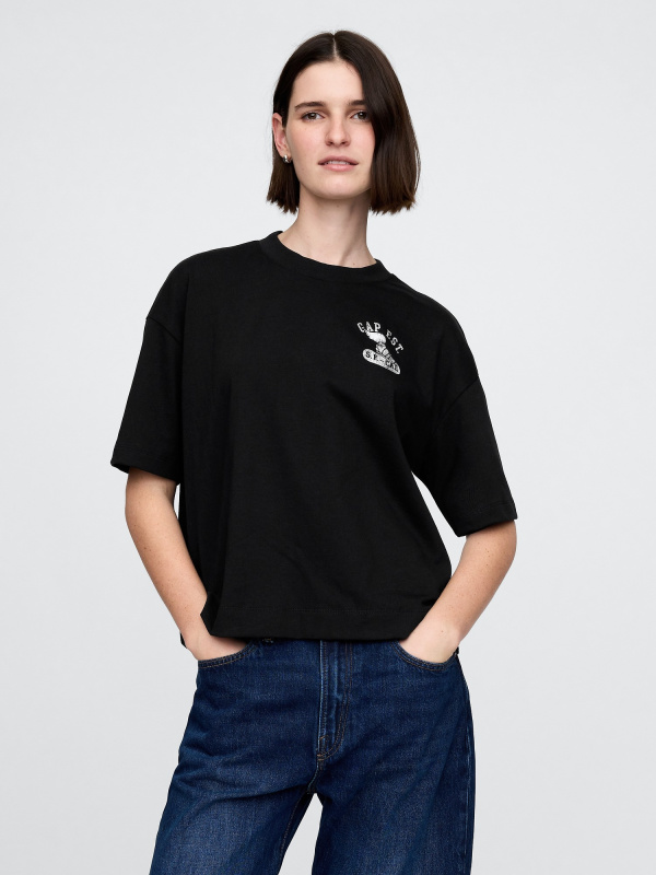 GAP Dámské Oversize crop tričko Heavyweight Americana 729563-01 Velikost: M