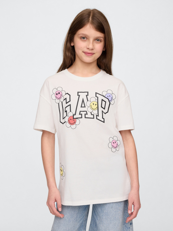 GAP Dívčí Dětské tričko s logem Gap × SmileyWorld® 746204-01 Velikost: XL
