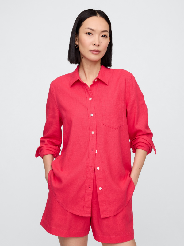 GAP Lněná košile Easy Shirt růžová Velikost: XS