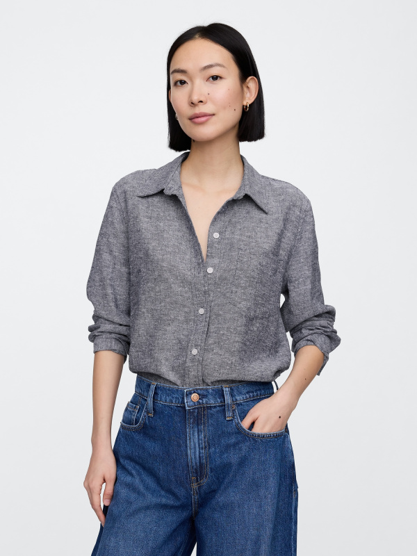 GAP Lněná košile Easy Shirt tmavě modrá Velikost: XS