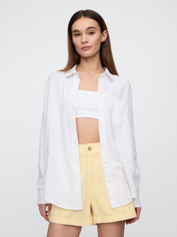 GAP Lněná košile Easy Shirt bílá Velikost: XXS