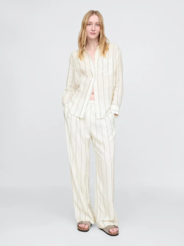 GAP Lněná oversize košile Big Shirt pruhovaná Velikost: M