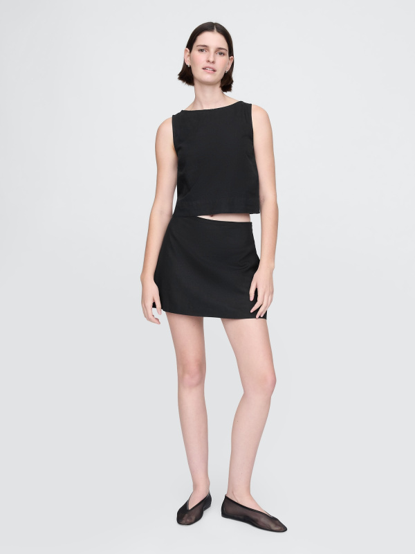 GAP Lněná kraťasová sukně černá Velikost: XS