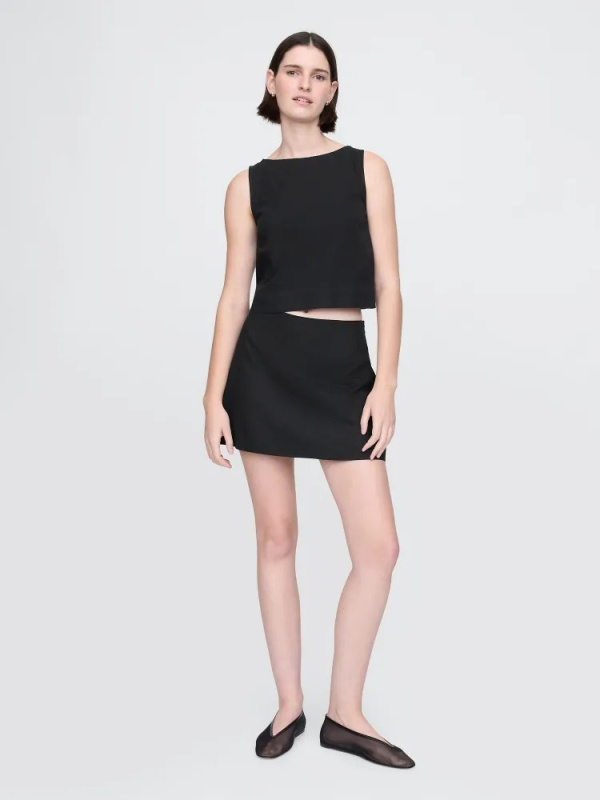 GAP Lněná kraťasová sukně černá Velikost: XL