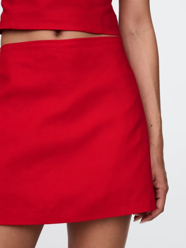 GAP Lněná kraťasová sukně červená Velikost: XL