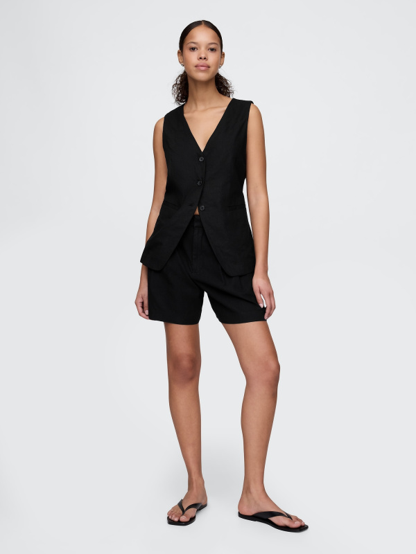 GAP Elegantní lněné kraťasy černá Velikost: S