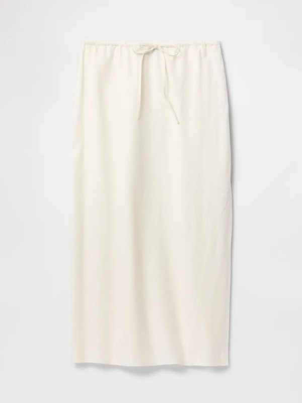 GAP Lněná midi sukně bílá Velikost: M