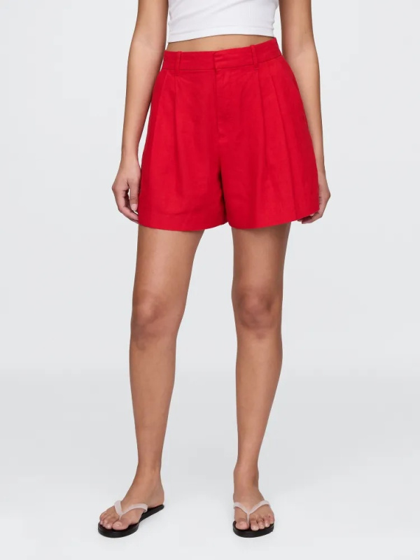 GAP Elegantní lněné kraťasy červená Velikost: S