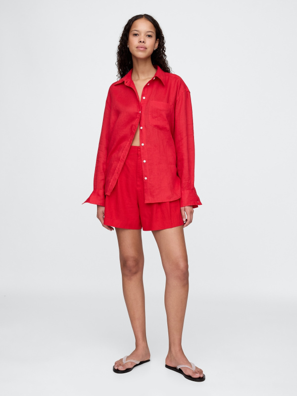 GAP Elegantní lněné kraťasy červená Velikost: M