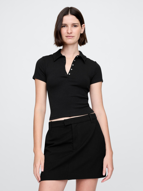 GAP Žebrované crop polo tričko - Dámské