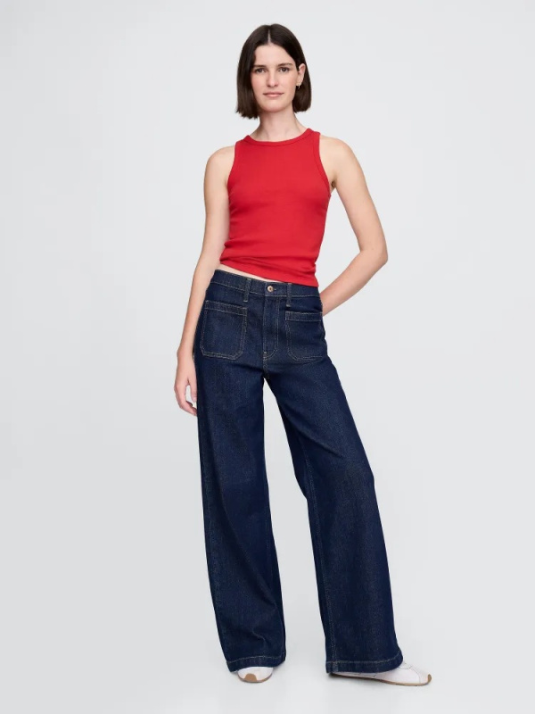 GAP Žebrovaný top červená Velikost: L