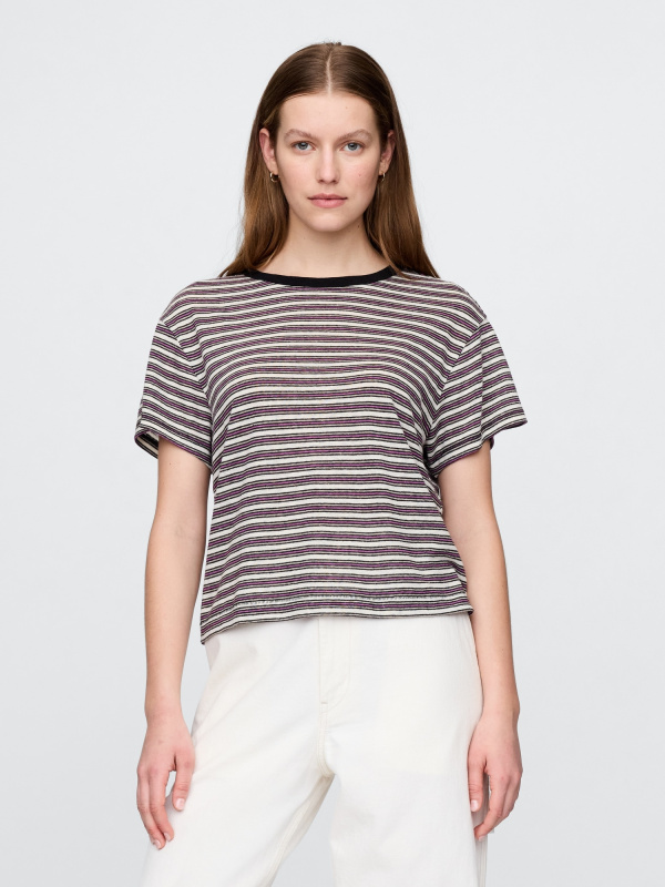 GAP Lněné crop tričko - Dámské