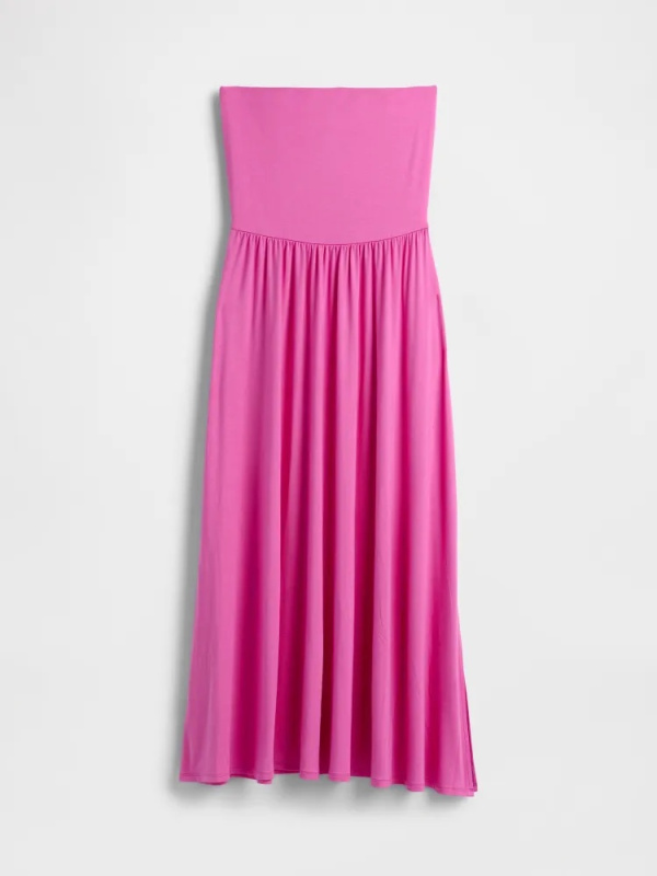 GAP Strečové maxi šaty růžová Velikost: S