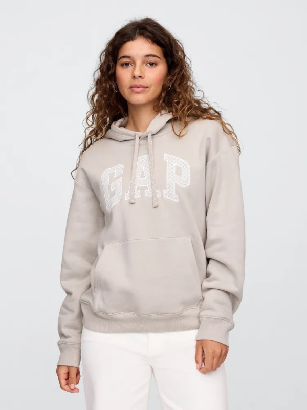 GAP HERITAGE Pullover Hoodie dámská mikina šedá Velikost: XS