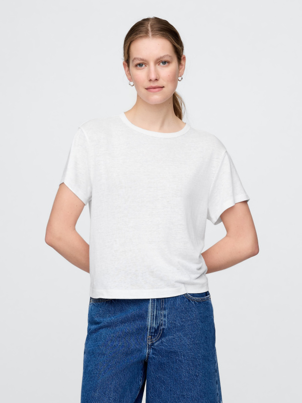 GAP Lněné crop tričko - Dámské