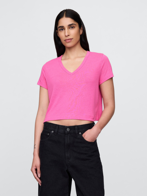 GAP Lněné crop tričko - Dámské