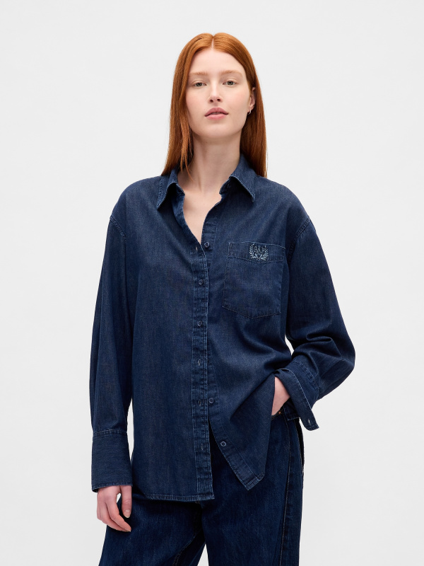 GAP Oversize džínová košile s logem Big Shirt UltraSoft - Dámské