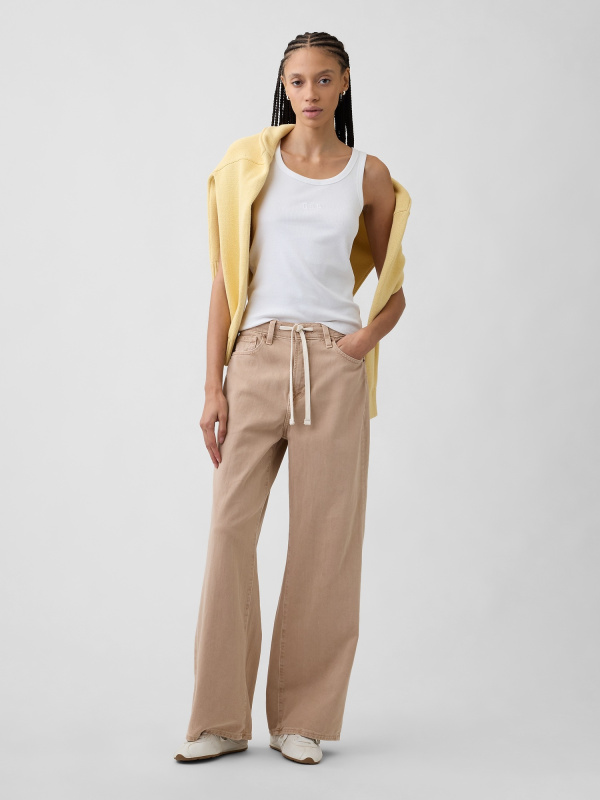 GAP Džíny High Rise Drawstring Wide-Leg - Dámské