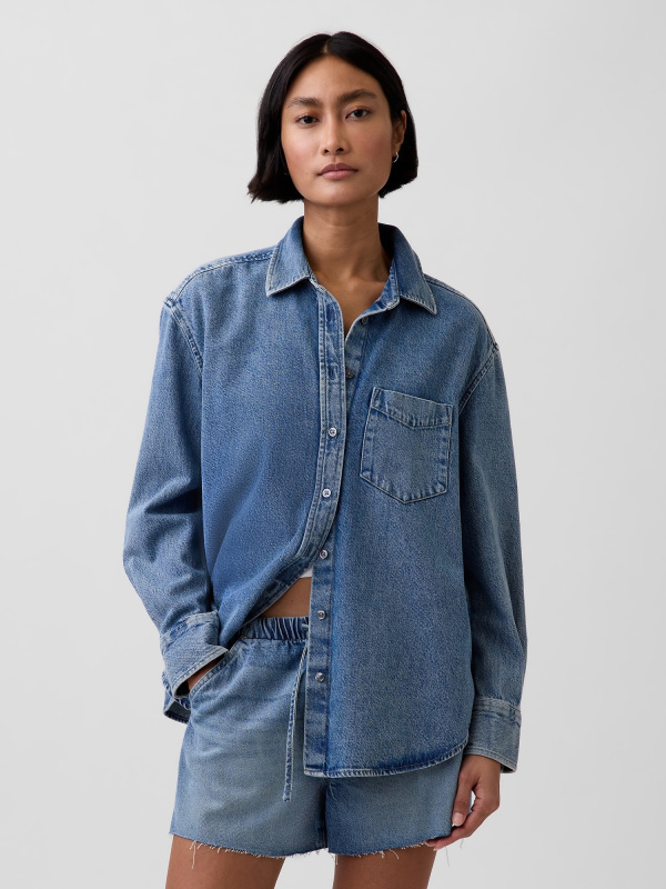 GAP denimová oversize košile UltraSoft