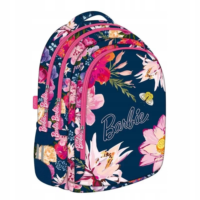 St.RIGHT Školní batoh tříkomorový Barbie Botanical