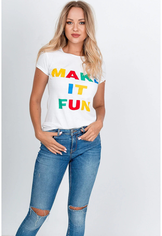 Dámské tričko "Make it Fun" - bílá, Velikost: S