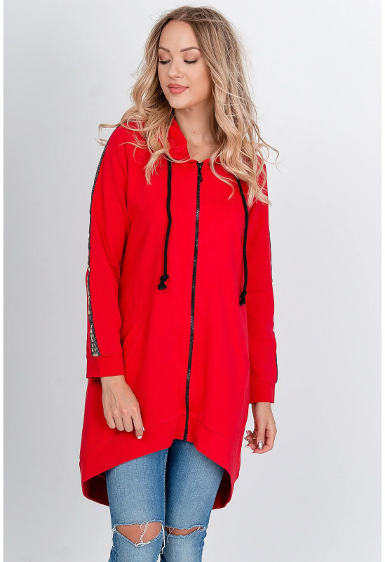 Dámská oversize mikina s nápisem "FASHION" - červená, Velikost: Univerzální
