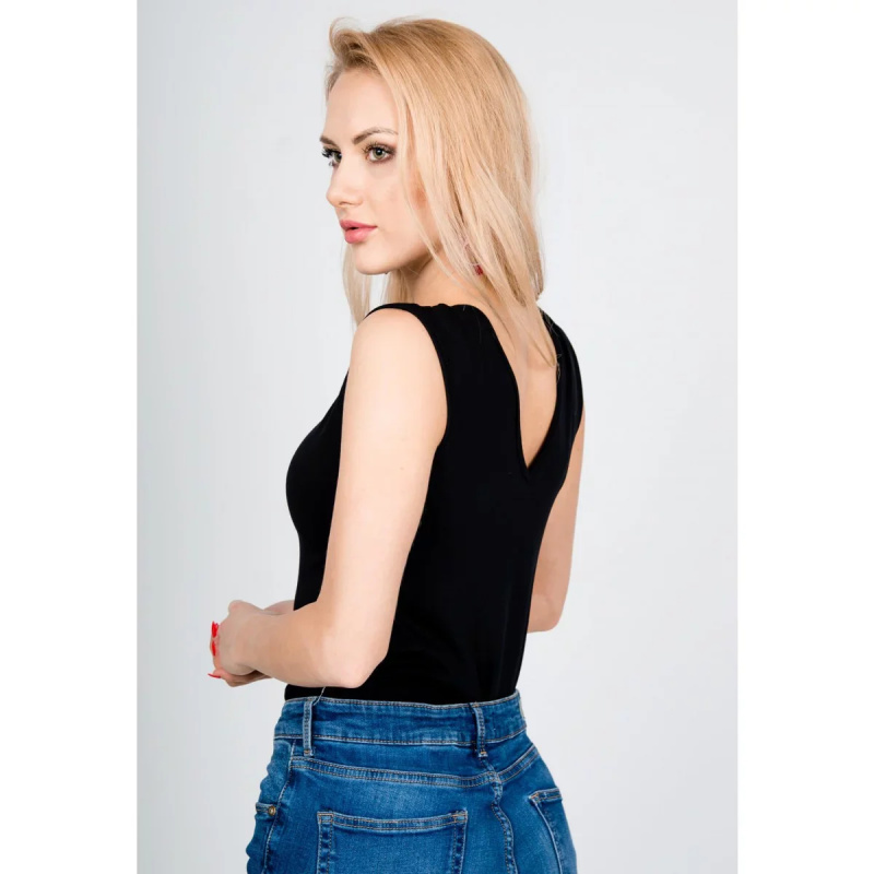 Dámské tílko s výstřihem vpředu i vzadu - černá, Velikost: S