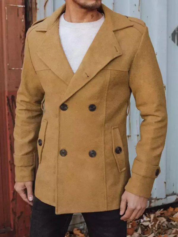 Pánský dvouřadý pískový kabát Dstreet CX0443z L