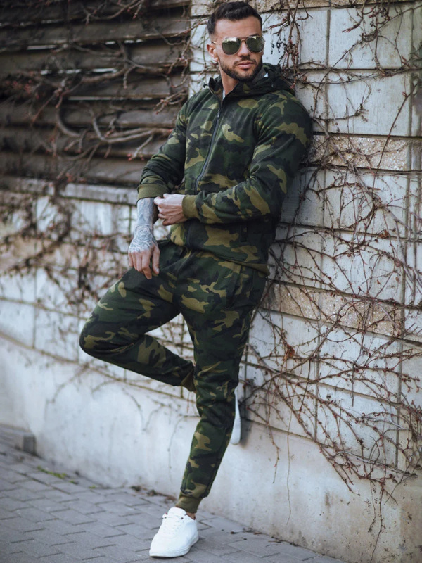 Pánská tepláková souprava camo zelená Dstreet AX0622z XL