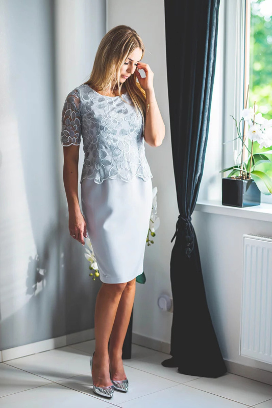 Dámské společenské šaty  Estera model 134316 - Jersa šedá 36