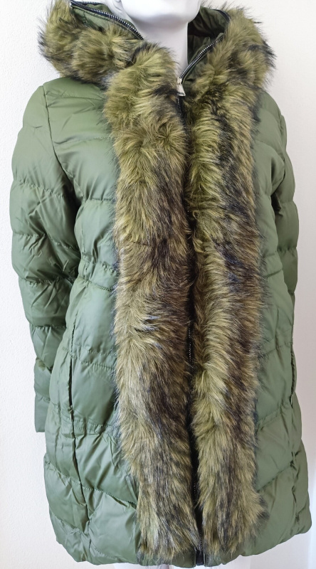 Dámská zimní bunda s kožešinou W749 zelená - Goodlooking XXL