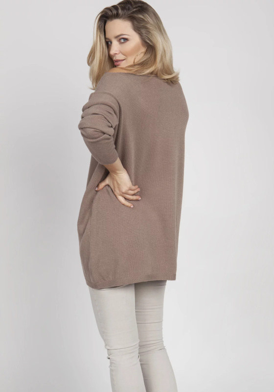 Dámský svetr s dlouhým rukávem Swe169 Mocca - MKM design mocca S/M