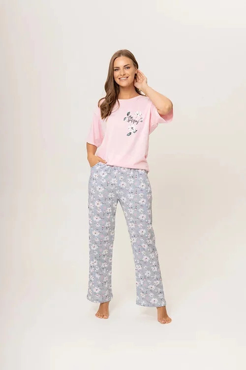 Dámské pyžamo 160/074 růžovo šedá - Karol 3XL