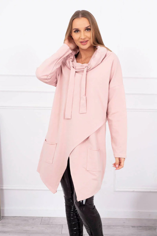 Oversize tunika s obálkou 16546 starorůžová - Kesi UNI