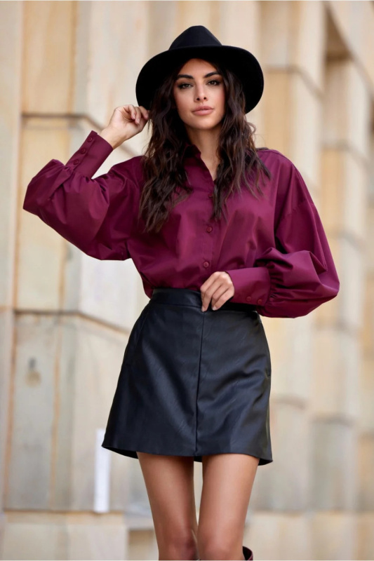 Krátká koženková sukně SPO0052 černá - Roco Fashion 38