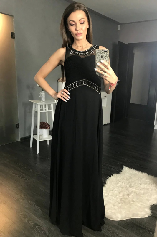 Dlouhé šaty hk1542 černé - YourNewStyle M
